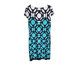 Connected Apparel Black and Teal Mini Dress